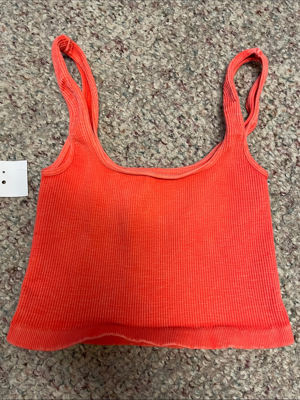 Free people movement Ribbed Square-Neck Crop Tank Top - Coral- nwt